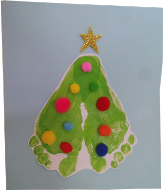 Árbol pies de bebé Árbol de navidad hecho con las huellas de bebé