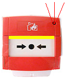 Pulsador convencional en alarma Pulsador convencional con led de alarma activado