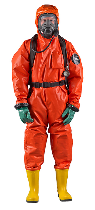 Traje de protección química hermético a gases tipo buzo modelo TR